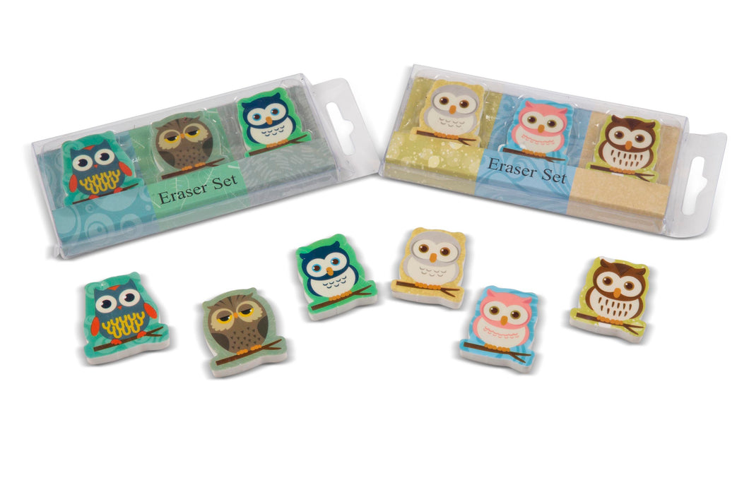 Owl 3 Eraser Set